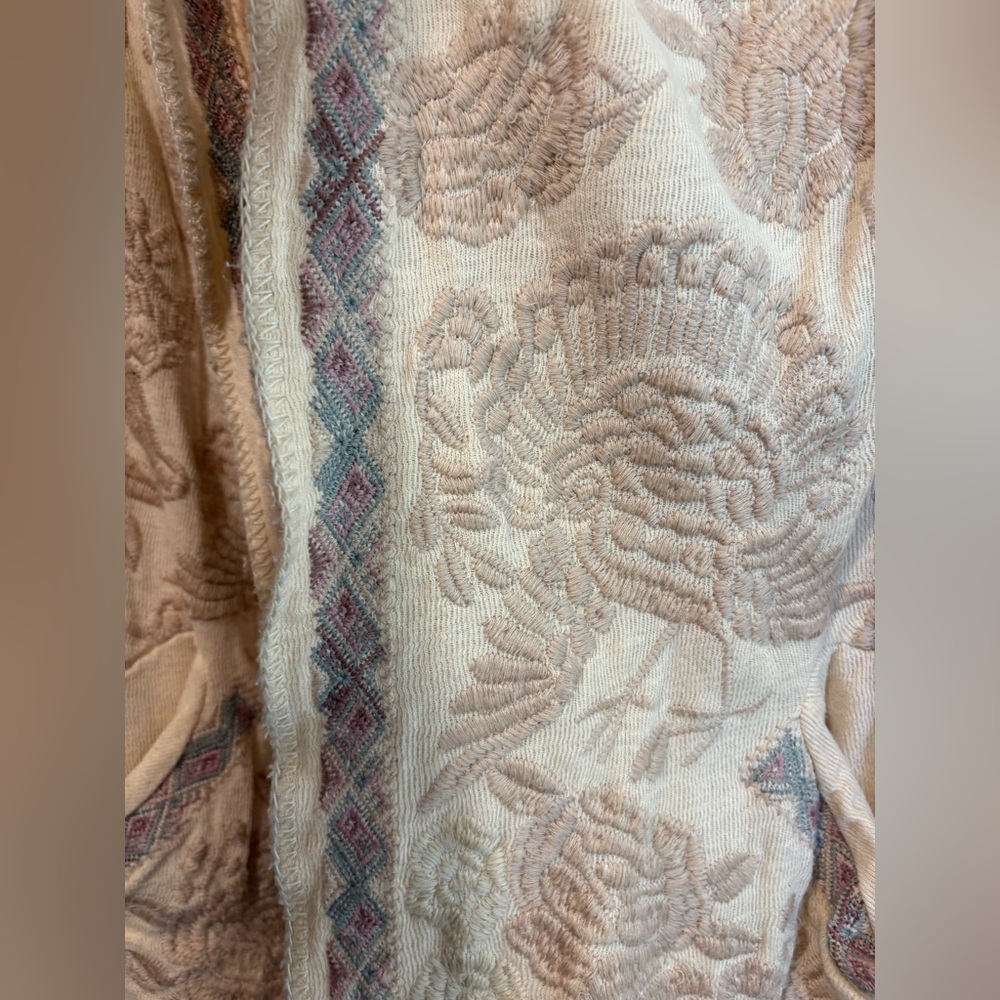 Johnny Was Biya Floral Embroidered Cream Hooded Cardigan-Limited Edition - Picture 5 of 9
